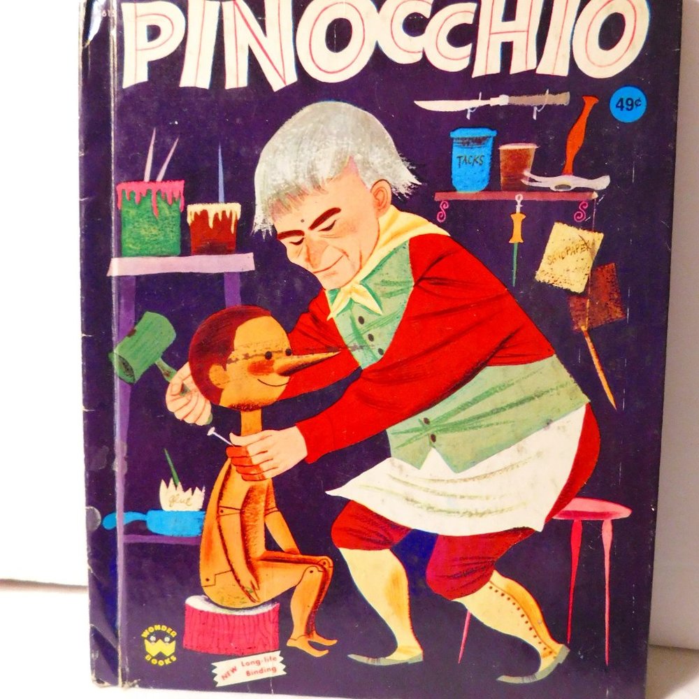 Vintage Pinocchio Wonder Book Adapted by Evelyn Andreas Vintage 1974